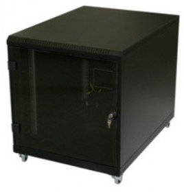 Tritón RCA-12-A68-BAX-A1 48,26 cm (19 Zoll) Standschrank 12HE mit Rollen, Glastür schwarz