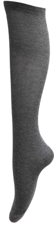 Childrens Girls Plain Knee High School Socks (Pack Of 3) (UK Shoe 9-12 (Age: 5-7 years)) (Grey)