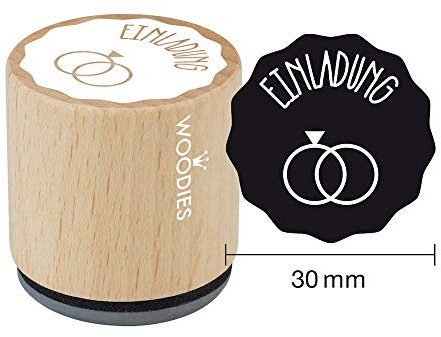 Woodies Stempel Einladung, Holz, 3,4 x 3,4 x 3,5 cm