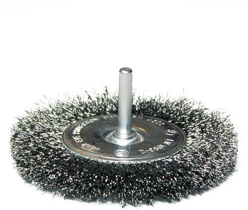Rundbürste D 75 x 0,3 x Schaft 6mm , gewellter Draht , Drahtbürste