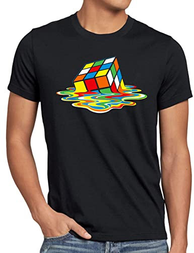 style3 Sheldon Cubo Mágico Camiseta para hombre T-Shirt, Talla:XL;Color:Nero