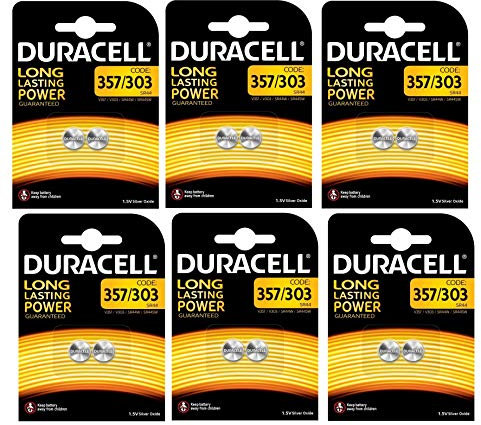 DURACELL Confezione da 6 blister 2 batterie a bottone in ossido argento Electronics 357/303/SR44
