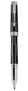 PARKER 1931403 Premier Rollerball Pen, Fine Point Black Ink Refill - Luxury Black with Chrome Trim