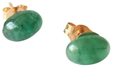 Gemshine - Damen - Ohrringe - Vergoldet - Smaragd - Grün - Cabochon