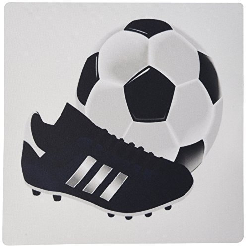 3dRose LLC 8 x 8 x 0.25 Inches Mouse Pad, Image of Soccer Ball and Shoe Art - (mp_174007_1)