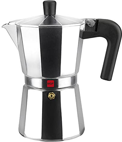 MAGEFESA Kenia - Cafetera Italiana 12 Tazas, Aluminio Esmaltado, Manejo Cómodo, Cocinas de Gas, Vitrocerámica y Eléctricas, NO APTA PARA INDUCCIÓN