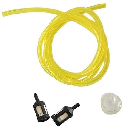 HURI 1meter (3mm ID x 5.5mm OD) Clear PVC Fuel Petrol Pipe + 2 Mini Filter + Primer Bulb fits Ryobi Petrol Strimmer Chainsaw Lawnmower Hedge Trimmer
