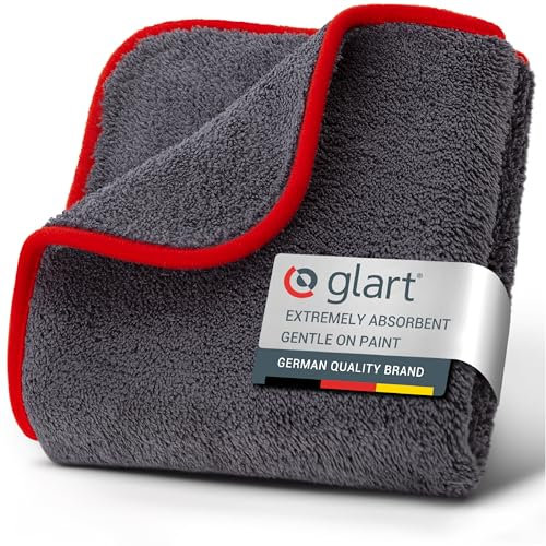 Glart 44TP premium, paño de microfibra ultra suave y absorbente de 600 gsm para coche, 40x40 cm, rojo.