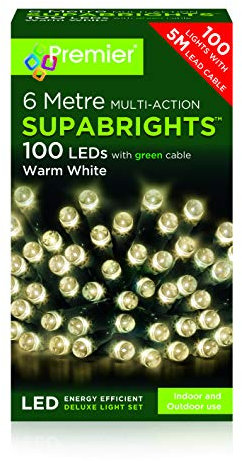 Premier Christmas LED Supabright Light Decorations - Indoor & Outdoor - 100 LEDs - Warm White, JNS_416550
