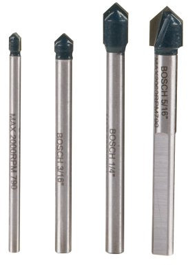 Bosch GT2000 - Juego de 4 brocas para vidrio, cerámica y azulejos con punta de carburo