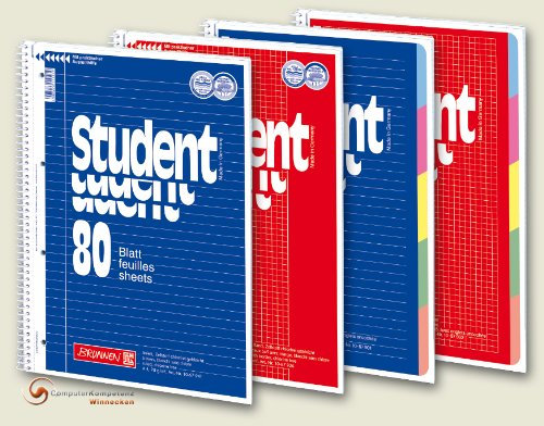 5x Brunnen Collegeblock Student 80 Blatt kariert 5mm Lineatur 22 [Office Product]