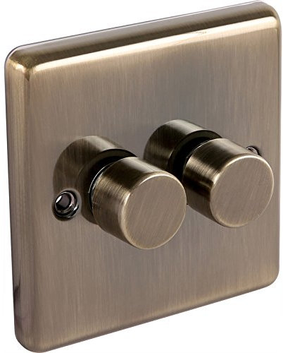 Antique Brass 400w 2Gang Dimmer Switch (Windsor)