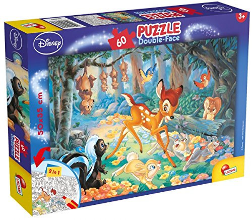 Lisciani– DISNEY – Bambie – 2-in-1-Puzzle – doppelseitiges doppelseitiges Puzzle – Rückseite zum Ausmalen – 60 Teile – für Kinder ab 4 Jahren