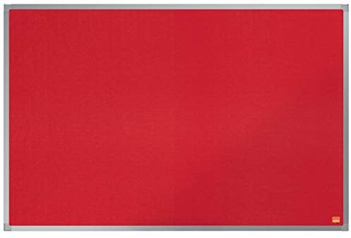 Nobo Felt Noticeboard, 900 x 600 mm, Aluminium Trim, Corner Wall Mounting, Essence Range, Red, 1904066
