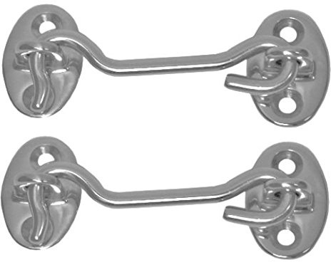 Versandbox24 Sturmhaken Edelstahl A4, 50 mm, 2 Stück | Torhaken, Türhaken, Fensterhaken
