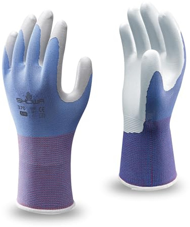 SHOWA Floreo 370 Gardening Gloves for Women & Men – 1 Pair Nitrile-Coated Garden Gloves with Touchscreen Grip – Lightweight, Breathable & Comfortable Fit for Gardening & DIY Tasks - Blue 6/Small