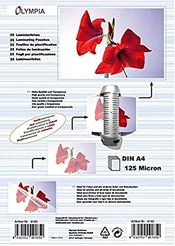 OLYMPIA Laminierfolie 25 X DIN A4 125 Mikron