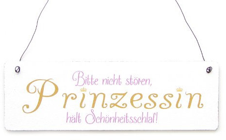 Interluxe Schild Türschild BITTE NICHT STÖREN PRINZESSIN HÄLT SCHÖNHEITSSCHLAF Schild aus Holz mit Spruch Dekoration