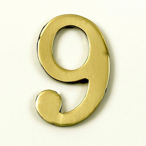 Black Country Metal Works 1.5-2 Inch Self Adhesive Numbers & Letters Polished Brass (Solid Brass) (9)