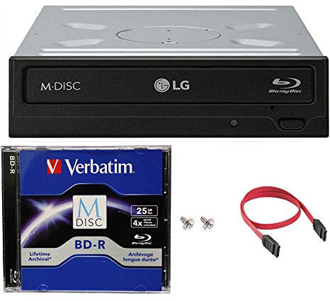 LG 14 x Wh14ns40 Graveur Blu-Ray Interne Bundle avec Lot de 1 M-Disc BD, Cyberlink Logiciel de Gravure et câble Accessoires (Prend en Charge CD DVD BD BDXL Mdisc)