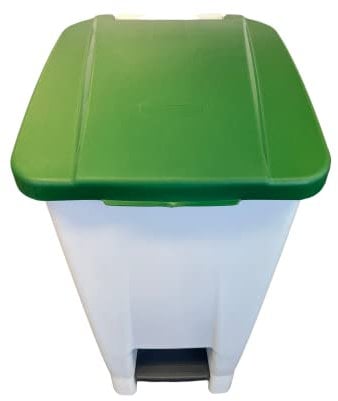 Chabrias Ltd 60 Litre Green & Mixed Recycling Logo Step On Pedal Bin for Schools, Medical, and Waste Management Nestable Plastic Bin with Wheels and Handle