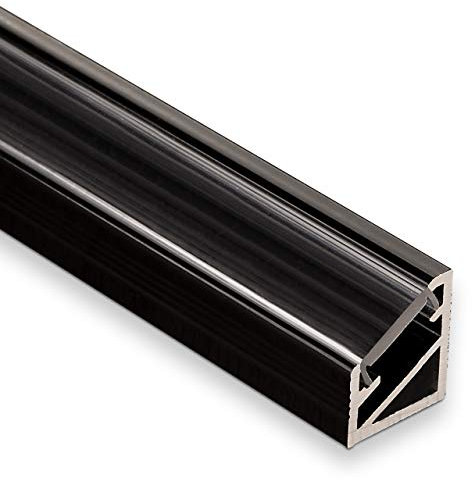 3 Stück LED Profil-66 Eckprofil schwarz mit klarer Abdeckung 2000 x 14,5 x 16,5 mm von SO-TECH®