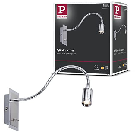 Paulmann 99068 Galeria Zylindro Bettleseleuchte 1x3W LED Chrom 230V/6V DC 700 mA Metall