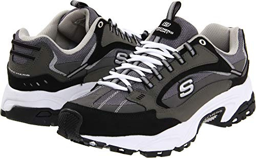 Skechers Sport Men's Stamina Nuovo Cutback Lace-Up Sneaker,Charcoal/Black,8 M US