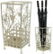 Maribelle White Traditional Floral Designed Metal Umbrella And Walking Stick Stand