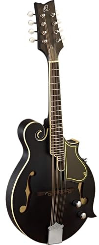 Ortega Guitars F-Style Mandolin Electro-Acoustic – F-Holes – Mandolins – Including Gig Bag – Spruce / Maple, Black (RMFE40SBK)