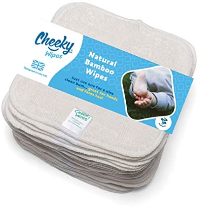 Cheeky Wipes - 25 Washable Bamboo Terry Cloth Wipes, 15x15cm Reusable White Pack, Perfect For Baby's Hands And Face, Absorbent, Super Soft And Naturally Anti-bacterial | Eco Friendly