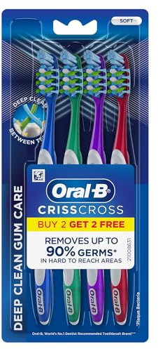 Oral-B Pro-Health Weiche Zahnbürste für Zahnfleischpflege, batteriebetrieben, 3 Stück, Blau, Lila, Grün