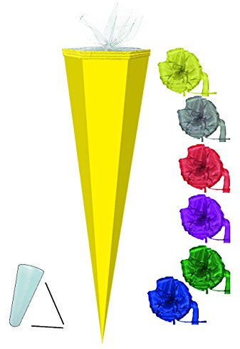 alles-meine.de GmbH Schultüte Rohling - Gelb - 85 cm incl. Schleife/Tüllabschluß - Zuckertüte - zum Basteln, Bemalen und Bekleben Bastelschultüte