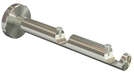 Flairdeco Träger offen für 16 mm Ø Gardinenstange, 2-läufig, Metall, Edelstahl-Optik