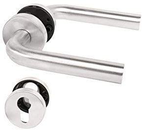 MS Beschläge ® Türklinke aus Edelstahl matt gebürstet Modell Sabina (Profilzylinder)