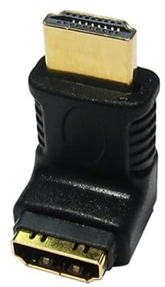 rhinocables - HDMI Right Angled Adaptor 90° | Gold Connectors for Enhanced Signal | Suitable for Gaming Laptops & Xbox | Compatible with TVs & Monitors | Ultra High Speed, Black, Gold, Male to Female