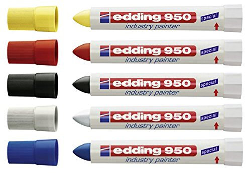 Edding Spezialmarker 950 industry painter, 10 mm | Einzeln und in verschiedenen Mengen, Farben und Sortierte zur Auswahl (5, Alle 5 Farben)