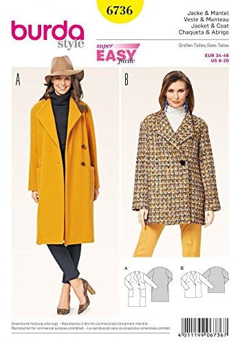 Burda 6736 Damen Jacke und Mantel weiß