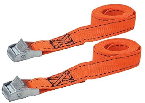 PETEX 43198535 Klemmschloss-Spanngurt, 2.5 m, orange, 2 Stück