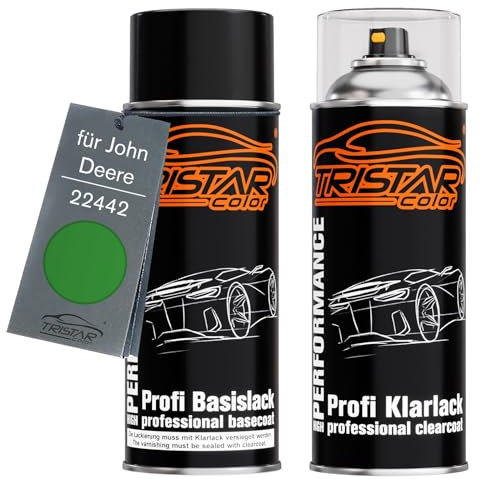 TRISTARcolor Peinture voiture Kit bombes de peinture pour John Deere 22442 Groen Agrar Peinture de base vernis clair aérosol 400 ml
