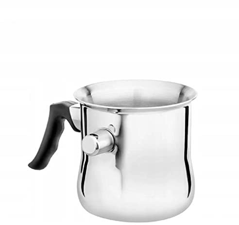 Galicja Milchtopf Ricky mit Pfeife – Topf klein – Milchtopf Milchkochtopf ohne Anbrennen – Brei-Topf – Milchtopf Edelstahl – Kleiner Kochtopf – Milchtöpfe – Simmertopf Milchtopf – 1l,Silber