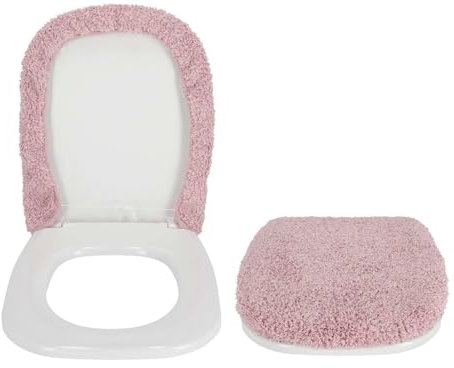 Funda de Asiento de Inodoro de Terciopelo 50X50 cm. Tamaño Grande Tapa de Eje Suave, Tapa de Asiento de Agua, Tapa de Agua Universal - Rosa Antico