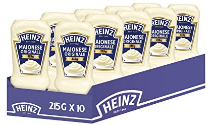 Salsa Heinz Maionese Originale con Uova 100% da Allevamento all'Aperto (10 x 215 g)