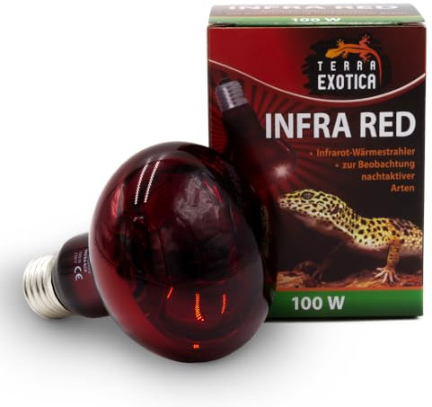 Infra Red 100 Watt Rotlichtlampe für Reptilien - Infrarot Terrarium Wärmelampe für Eidechsen, Schildkröten, Vogelspinnen, Küken, Kaninchen