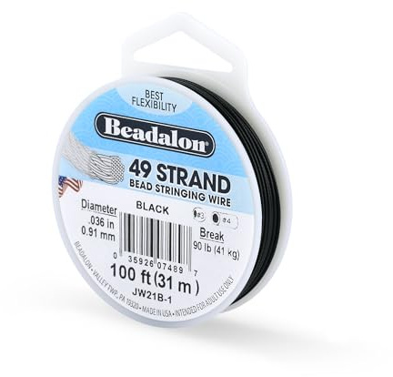 Beadalon 31 m Reel 0.91 mm Diameter 49 Strand Wire, Black