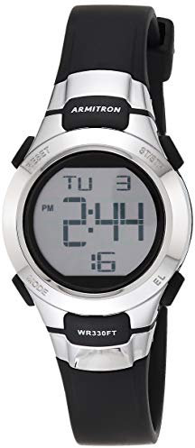 Armitron Sport Damenuhr mit digitalem Chronographen und Harzarmband, 45/7012BLK