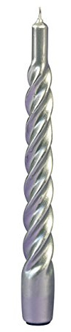 Cereria di Giorgio risthò Kerzen TORTIGLIONE lackiert, Wachs, Silber, 2.2 x 2.2 x 21 cm