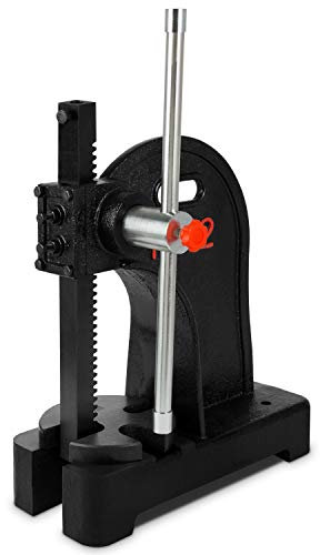 EBERTH Drehdornpresse Dornpresse Zahnstangenpresse mit 2T Presskraft, bis Werkstückhöhe 190mm, Ausladung 120mm, Handhebelpresse für Werkstatt, Grundplatte 4-fach verstellbar, leichtgängiger Hebel