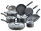 T-fal E765SEFA - Juego de utensilios de cocina anodizados duros, juego de ollas y sartenes antiadherentes, 14 piezas, indicador de calor termo-punto, gris