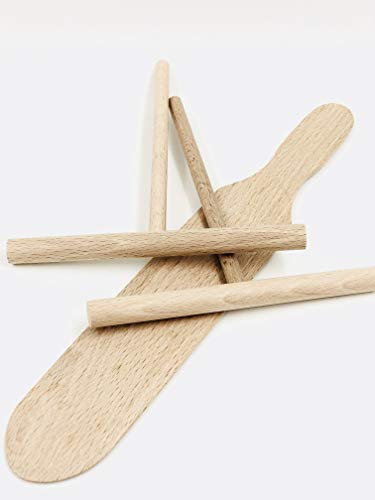 Artisanat français, Kit à crêpes (2 répartiteurs 14 cm et 1 spatule 28 cm) en bois made in Jura, qualité supérieure